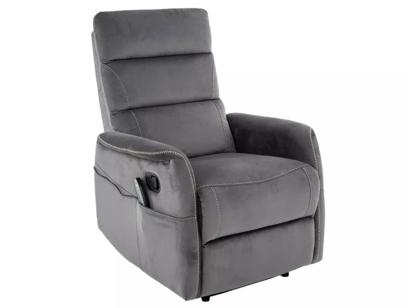 POLTRONA RECLINÁVEL SOLON M VELVET (FUNÇÃO MASSAGEM) BLUVEL CINZENTO 14 - Image 2