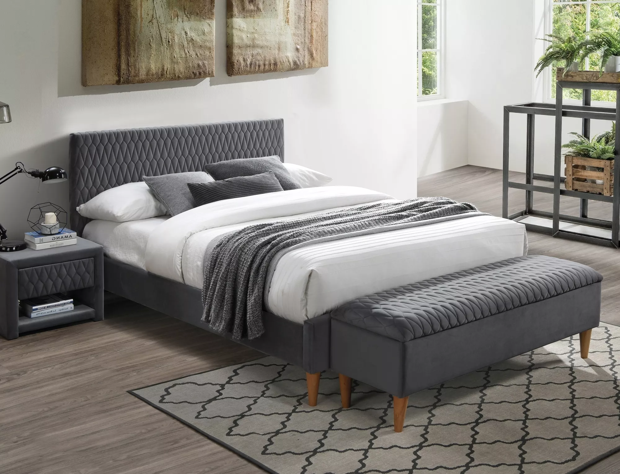 CAMA AZURRO VELVET 160X200 ESTOFAMENTO CINZENTO/CARVALHO BLUVEL 14 - Image 4