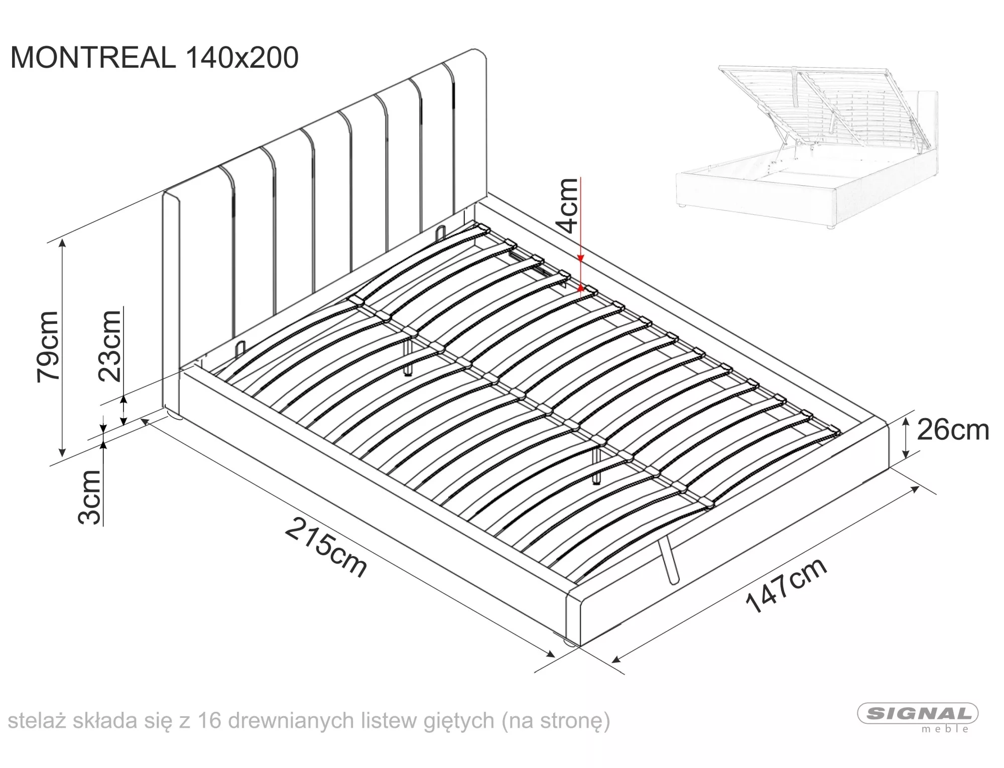 CAMA DE VELUDO MONTREAL 140X200 COR CINZENTO. 192 - Image 3