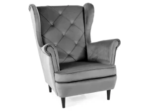 POLTRONA LADY VELVET BLUVEL CINZENTO 14 / WENGE