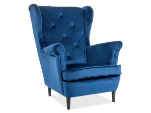 POLTRONA LADY VELVET BLUVEL AZUL-MARINHO 86 / WENGE