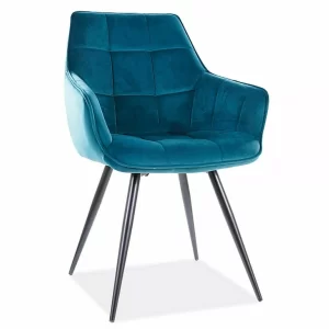 CADEIRA LILIA VELVET BLACK FRAME/BLUVEL TURQUESA 85