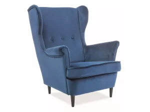 POLTRONA LORD VELVET AZUL MARINHO BLUVEL 86 / WENGE
