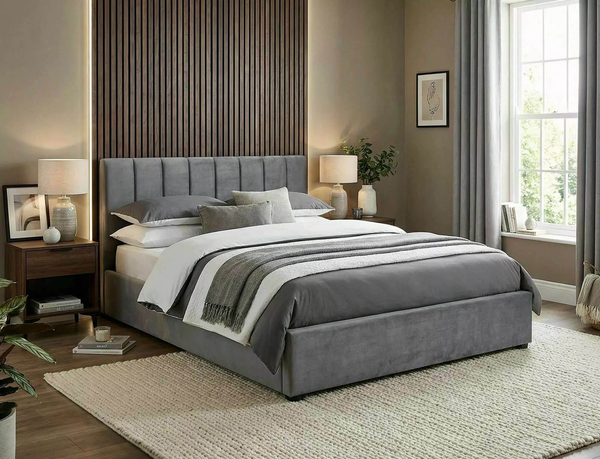 CAMA DE VELUDO MONTREAL 140X200 COR CINZENTO. 192