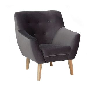 POLTRONA DE VELUDO NÓRDICO 1 ESTOFADO CINZENTO BLUVEL 14 / FAIA