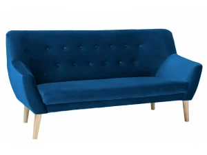 SOFA NORDIC 3 VELUDO COR AZUL-MARINHO ESTOFADO BLUVEL 86 / FAIA