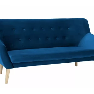 SOFA NORDIC 3 VELUDO COR AZUL-MARINHO ESTOFADO BLUVEL 86 / FAIA