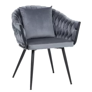 CADEIRA DE VELUDO NUVO ESTRUTURA PRETA / BLUVEL CINZENTO 14