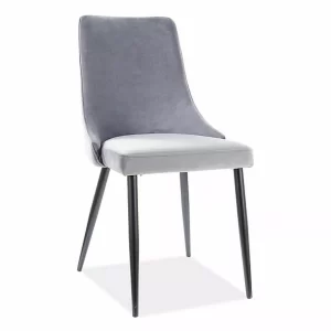CADEIRA DE VELUDO PIANO B ESTRUTURA PRETA/BLUVEL CINZENTO 14