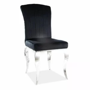 CADEIRA PRINCE VELVET DE CROMO/PRETO TAP. 186