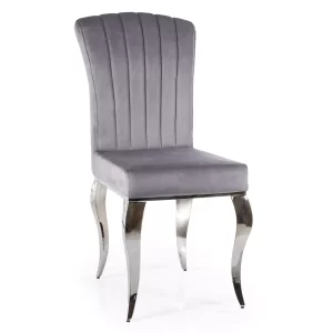 CADEIRA PRINCE VELVET EM CROMO/CINZENTO. 195