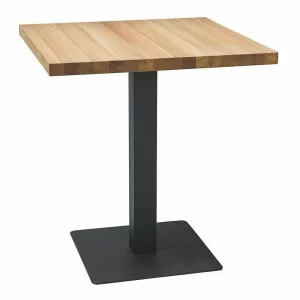 MESA PURO LAMINADO EM CARVALHO/PRETO 80X80