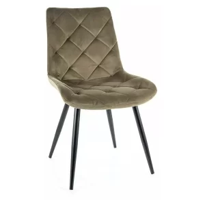 CADEIRA DE VELUDO RALPH ESTRUTURA PRETA/BLUVEL OLIVE 77