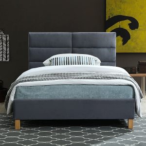 CAMA DE VELUDO SIERRA 120x200 TORNEIRA CINZENTA/CARVALHO. 150