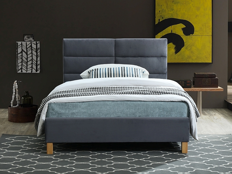 CAMA DE VELUDO SIERRA 120x200 TORNEIRA CINZENTA/CARVALHO. 150