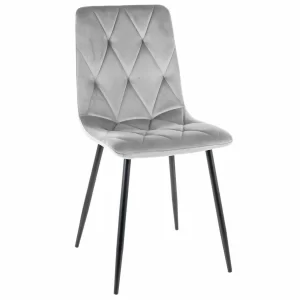 CADEIRA TOM VELVET ESTRUTURA PRETA/J. GREY BLUVEL 03