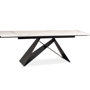 MESA CERÂMICA WESTIN III ESTATUÁRIO VENATO BRANCO / PRETO MATE (180-260)X90