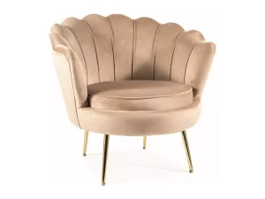 CAMELLIA 1 POLTRONA DE VELUDO BEGE BLUVEL 28/DOURADO