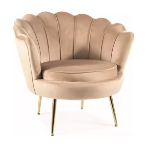 CAMELLIA 1 POLTRONA DE VELUDO BEGE BLUVEL 28/DOURADO