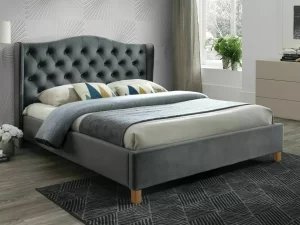 CAMA ÁLAMO VELUDO 180x200 ESTOFOS CINZENTO/CARVALHO BLUVEL 14