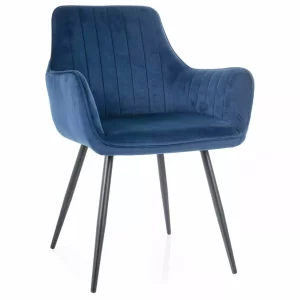 CADEIRA APPLE VELVET ESTRUTURA PRETA/BLUVEL AZUL-MARINHO 86