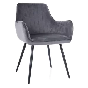 CADEIRA APPLE VELVET ESTRUTURA PRETA/BLUVEL CINZENTO 14