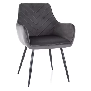 CADEIRA DE VELUDO PERUCA ESTRUTURA PRETA/BLUVEL CINZENTO 14