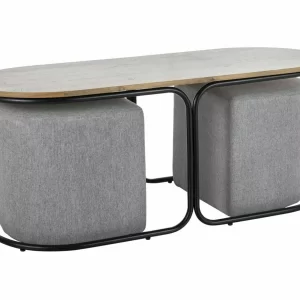 BANCO DUPLO ARTESANAL CARVALHO/PRETO 120X50 (CONJUNTO)