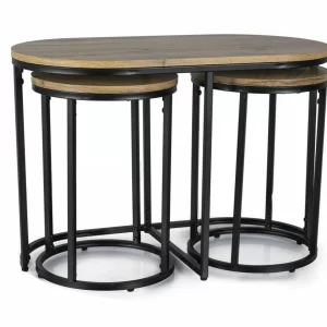 BANCO TWIX ARTESANAL CARVALHO/PRETO (CONJUNTO)