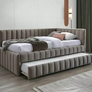 CAMA DE VELUDO ALFIE 120X200 C. BLUVEL BEGE 40