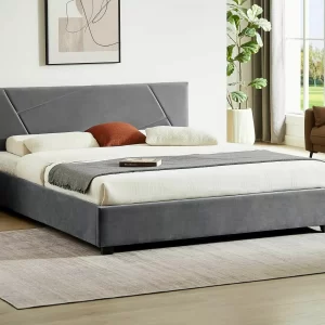 CAMA DE VELUDO COLUMBIA 160X200 COR CINZENTO TAP.192