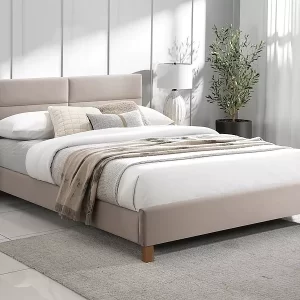 CAMA SIERRA VELVET 120x200 COR BEGE/CARVALHO TAP. BLUVEL 28