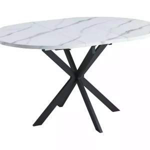 MESA GASTON EFEITO MÁRMORE BRANCO/PRETO MATE 100(135)X100