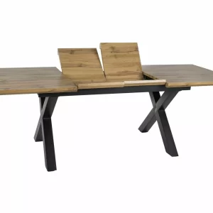 MESA XAVIERO II CARVALHO ARTESANAL/PRETO 160(240)X90