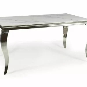 MESA DE CERÂMICA PRINCE CALACATTA BRANCA/CROMADO 180X90