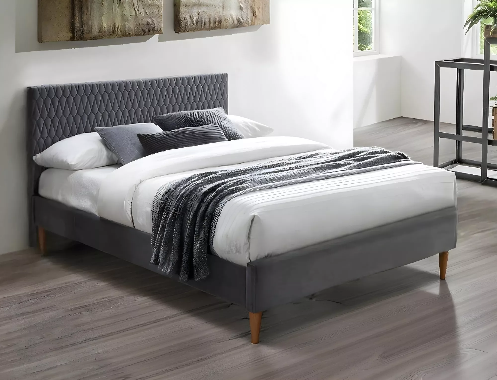 CAMA AZURRO VELVET 160X200 ESTOFAMENTO CINZENTO/CARVALHO BLUVEL 14