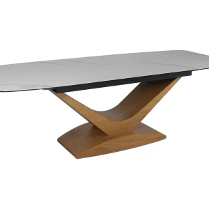 MESA CERÂMICA DOLCE ESTATUARIO VENATO BRANCO / CARVALHO 180(240)X95