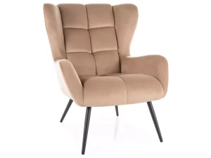 POLTRONA LOUIS VELVET MOLDURA PRETA MATE / BLUVEL BEGE 28