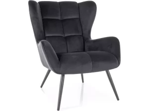 POLTRONA LOUIS VELVET MOLDURA PRETA / BLUVEL PRETO 19