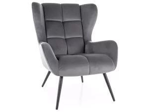 POLTRONA LOUIS VELVET MOLDURA PRETA MATE / BLUVEL CINZENTO 14