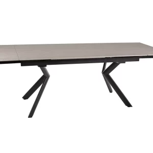NORTON TABLE BEGE TRAVERTINO / PRETO 160(240)X90