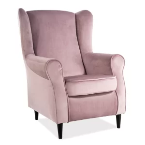 POLTRONA BARON VELVET BLUVEL ROSA ANTIGO 52 / WENGE