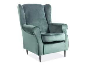 BARÃO DE POLTRONA VELUDO VERDE BLUVEL 78 / WENGE