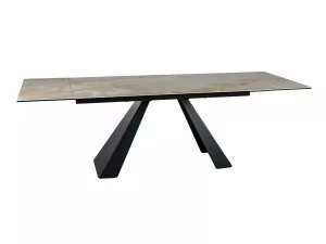 MESA SALVADORE CERÂMICA BEGE ONICE ORO/MATE PRETO 160(240)X90