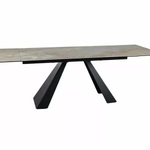 MESA SALVADORE CERÂMICA BEGE ONICE ORO/MATE PRETO 160(240)X90