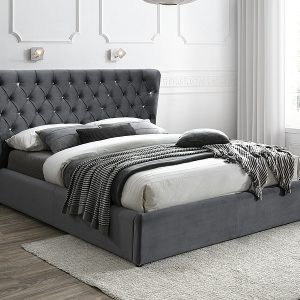 CAMA DE VELUDO ESCULPIDO 160x200 ESTOFOS CINZENTOS BLUVEL 14