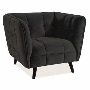 CASTELLO 1 POLTRONA DE VELUDO PRETO BLUVEL 19 / WENGE