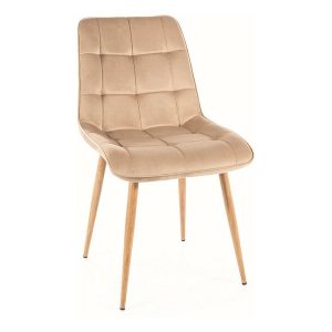 CADEIRA ELEGANTE EM VELUDO DE CARVALHO / BLUVEL BEGE 28