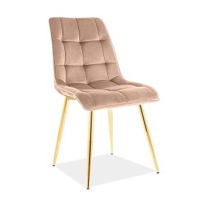 CADEIRA DE VELUDO ELEGANTE ESTRUTURA DOURADA / BLUVEL BEGE 28