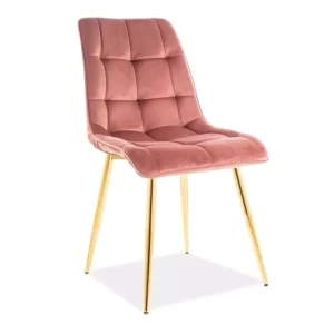 CADEIRA DE VELUDO ELEGANTE ESTRUTURA DOURADA/BLUVEL ROSA ANTIGO 52